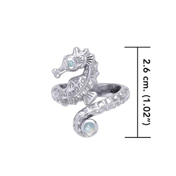 Seahorse with Gemstone Silver Wrap Ring TRI2443 - Jewelry